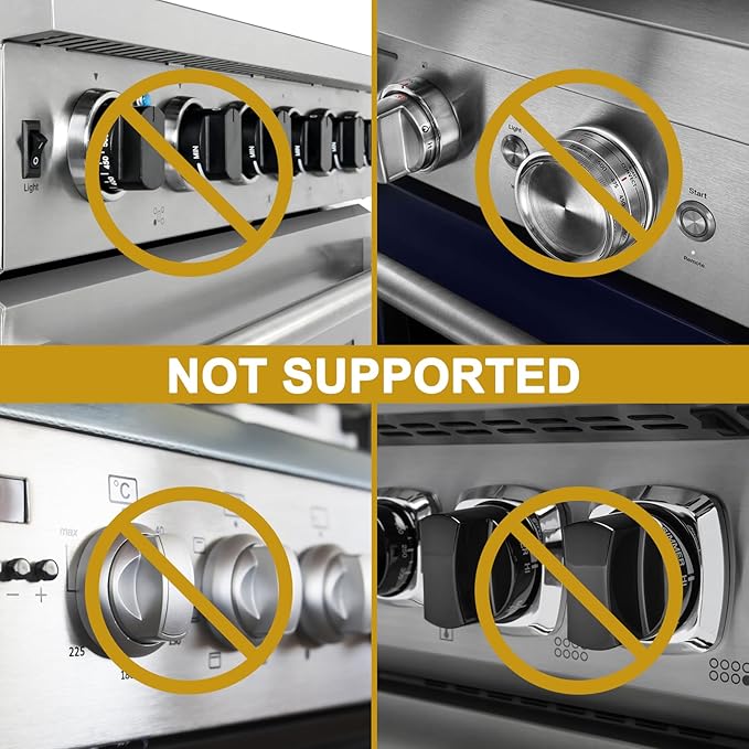 5-Pack Stove Knob Covers for Child Safety - Universal Size Gas Stove Knob Covers with Adhesive, Heat-Resistant Baby Proof Stove Knob Covers, Dual-Key Oven Knob Covers for Child Safety and Pet (Black)-CubbioJoy