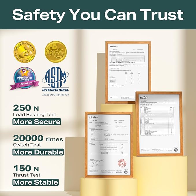 Cumbor 29.7-40.6" Baby Gate for Stairs, Mom's Choice Awards Winner-Dog Gate for Doorways, Pressure Mounted Self Closing Pet Gates for Dogs Indoor, Durable Safety Child Gate with Easy Walk Thru Door-CubbioJoy