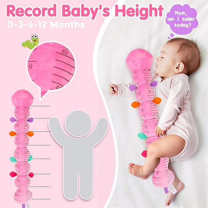 Baby Tummy Time Toy 0-6 Month Musical Stuffed Animal Plush Caterpillar Toy for Infant 6-12 Month Teething Sensory Toy with Crinkle Rattle for Babies 0-3-6 Month Newborn Toys for Boy Girl Birthday 1-CubbioJoy
