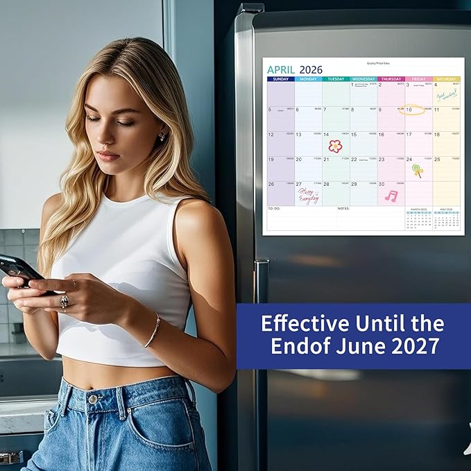 2025-2027 Magnetic Fridge Calendar 21 Monthly Magnetic Calendar for Refrigerator Planner Runs from October 2025 Until June 2027 Easy Organizing Markers Tearable (Multicolor)-CubbioJoy