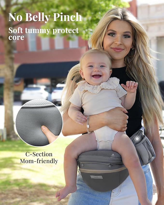Baby Carrier Pro, MOMTORY Safety-Certified 6-in-1 Ultra Storage Baby Carrier Newborn to Toddler, Detachable Baby Holder Carrier with Hip Seat, Ergonomic Cozy Baby Front and Back Carrier for 7-50lbs-CubbioJoy