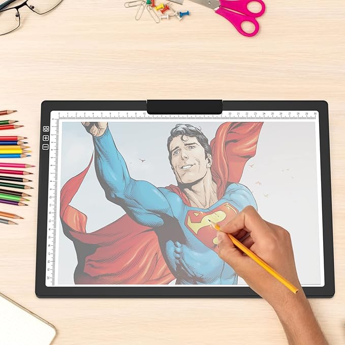 A4 Led Tracing Light Box with Carry Bag Built-in Stand,Ultra-Thin Light Pad Powered by 1500mAh Lithium Battery for Cricut Vinyl, Weeding Tool, Drawing Crafting Box/Board for Tracing, Sketching & HTV-CubbioJoy