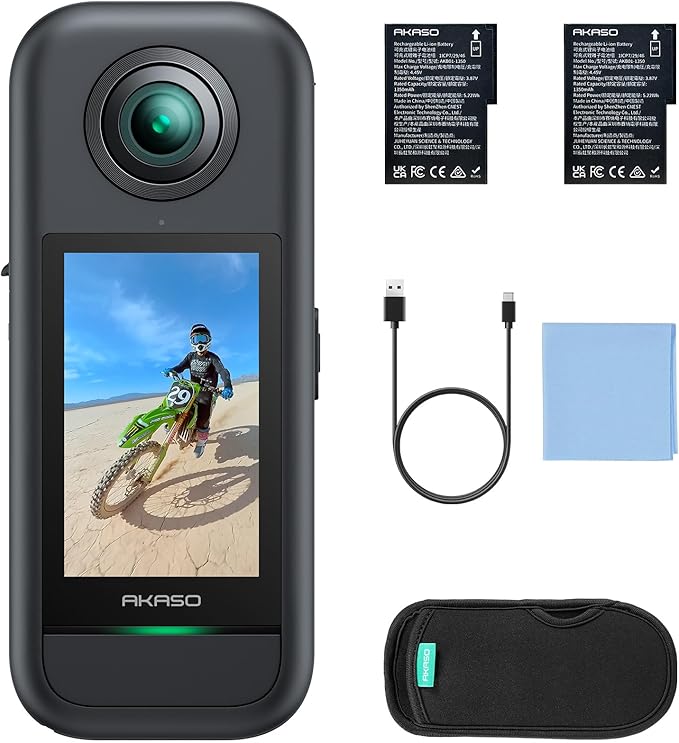 AKASO 360 Weatherproof 360° Action Camera - 5.7K 360 Video with 1/2" 48MP Sensors, 72MP 360 Photo, 360-SuperSmooth, 2.29" Touchscreen, Invisible Selfie Stick Effect, 360° Horizon Lock, AI Tracking-CubbioJoy