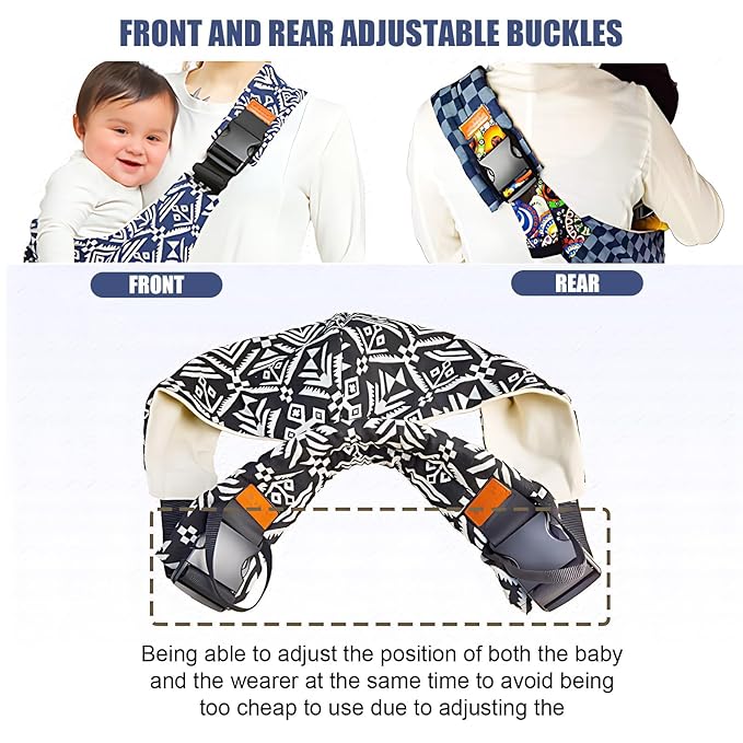 Baby Sling Carrier,Baby Sling,Toddler Carrier,Adjustable and Non-Slip Hip Seat Carriers Carrying 10-30 lbs(Black Sailboat)-CubbioJoy