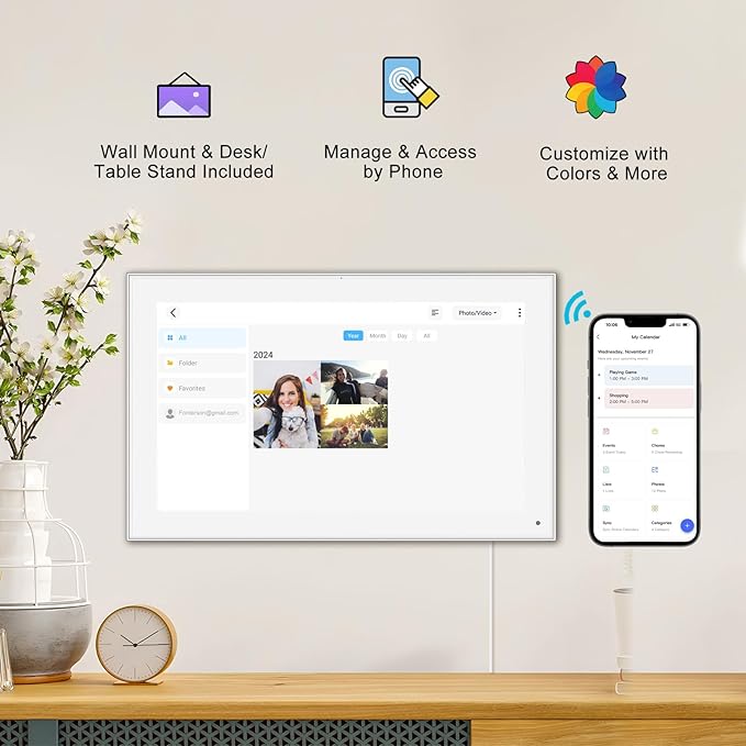 15.6 Inch Smart Digital Calendar Wall Planner & Chore Chart, IPS FHD 1920x1080 Touchscreen Interactive Display for Family Schedules, Streamline Household Organization-CubbioJoy
