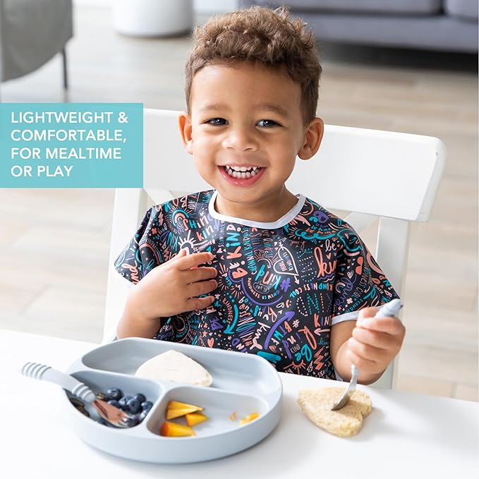 Bumkins Bibs - Toddler Bibs, Waterproof, Large for 1-3 Years, Short Sleeve-CubbioJoy