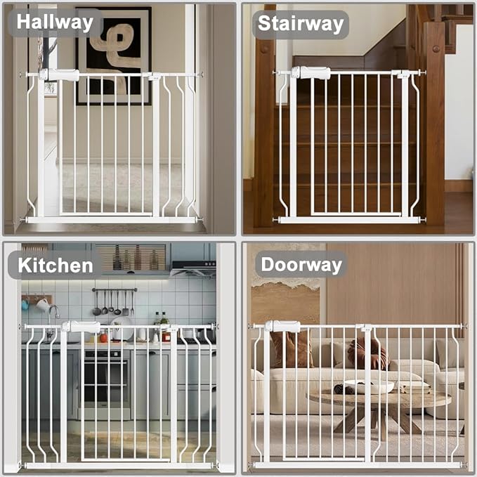 Baby Gate for Doorways Stairs Hallway 81.1-85.8 Inch Wide, Walk Through Child Gates with Pressure Mounted Extention Kit, Indoor Safety Child Gates for Kids or Pets-CubbioJoy