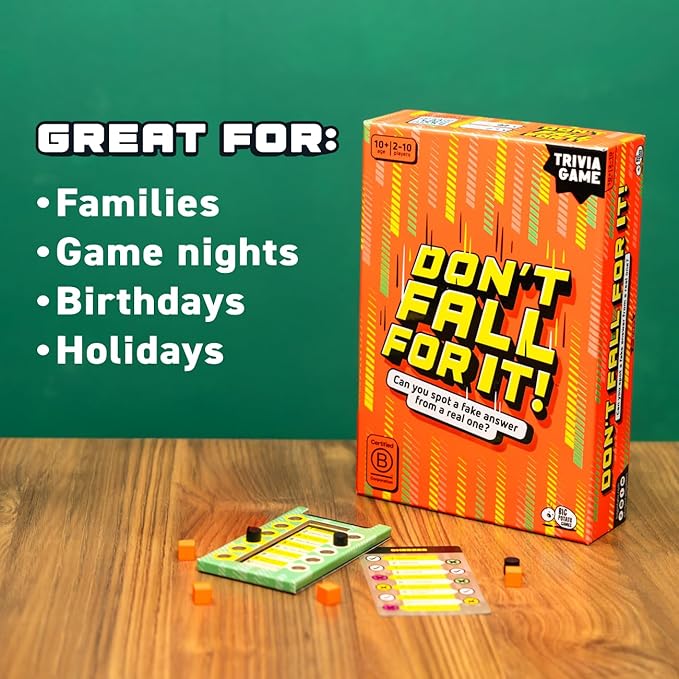Don't Fall for It – Fun Trivia Board Game Age 3+ for Families and Kids | Hilarious Family Game for All Ages | 2+ Players, Portable and Easy to Play-CubbioJoy