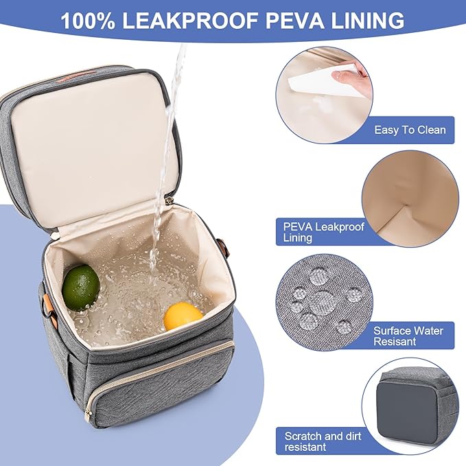 Insulated Breastmilk Cooler Bag with Ice Pack - Holds 6x9oz Bottles, Leakproof Double Layer, Baby Bottle Cooler Bag with Adjustable Strap for Nursing Moms, Daycare & Travel-CubbioJoy