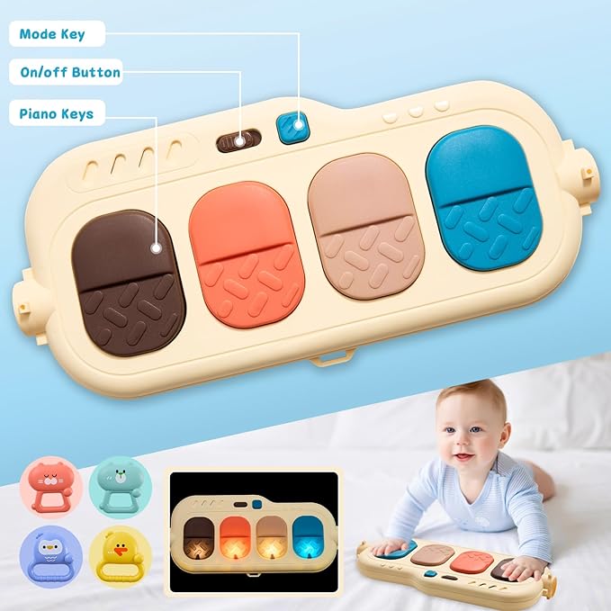 Baby Play Gym Walker Kick and Play Piano Gym for Boys Girls Play Mat Musical Tummy Time Mat Infant Christmas Newborn Gifts Toddlers (Elephant Upgraded)-CubbioJoy