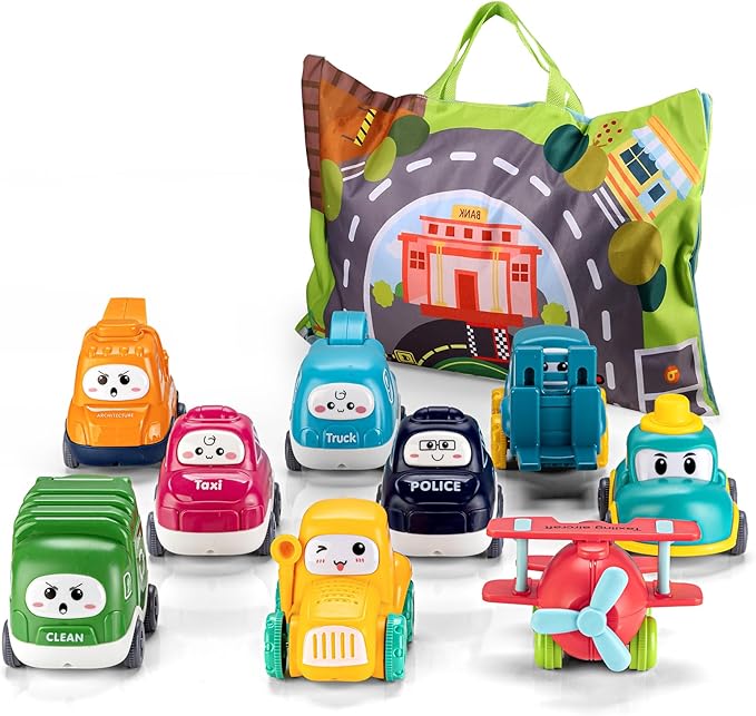 ALASOU 9 PCS Baby Cranes Car Toys with Playmat/Storage Bag|1st Birthday Gifts for Toddler Toys Age 1-2|Baby Toy for 1 2 Year Old Boy|1 2 Year Old Boy Birthday Gift for Infant 12 18 Months-CubbioJoy