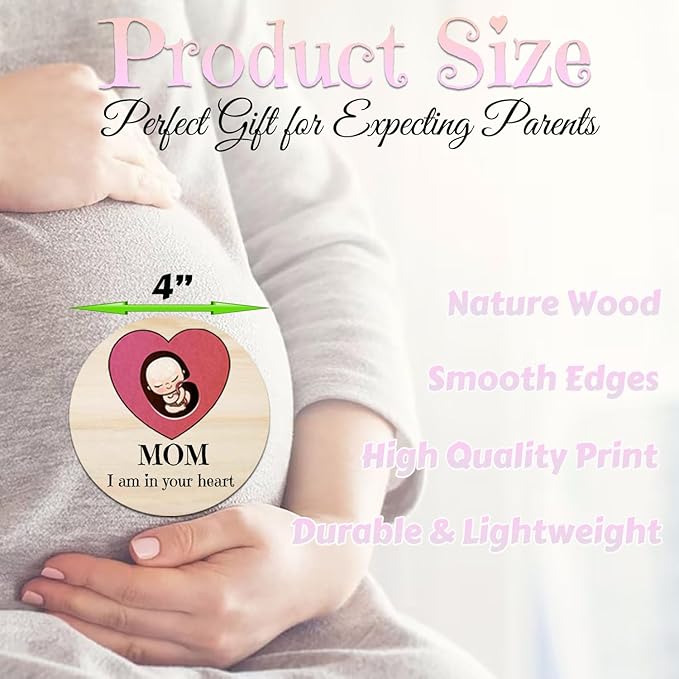 42 Designs Pregnancy Weekly Milestone Signs - Wooden Weekly Baby Bump Tracker Milestone Discs - Trimester Pregnancy Must Haves - Essential Gifts for Mommy to Be (Pregnancy Milestones Cards)-CubbioJoy