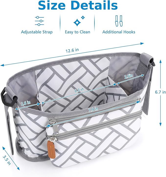 Accmor Universal Stroller Organizer with Detachable Phone Bag, Stroller Bag Caddy Organizer Stroller Accessories for Uppababy, Baby Jogger, Nuna, Doona, Britax Strollers-CubbioJoy