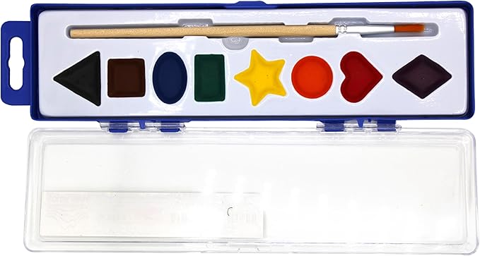 Color Swell Bulk Watercolor Paint Set – 18-Pack with 8 Washable Colors & Shape Learning Tools – Includes Strong Wood Brushes for Kids-CubbioJoy