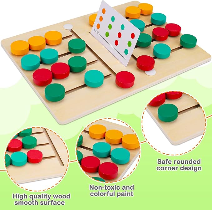 AugToy Montessori Color Matching Learning Toys Sliding Puzzle for Kids 3 4 5 6 7 Years Old Preschool Logic Game Brain Teasers Boys Girls 2 Players Educational Wooden Toddler Travel Toys Gifts-CubbioJoy