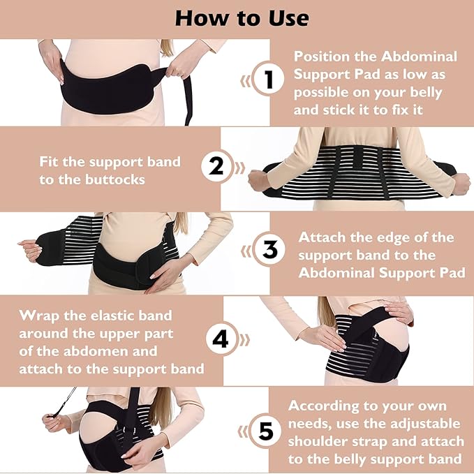 Belly Bands For Pregnant Women - Maternity Belt Pregnancy Support - Breathable Abdominal Binder, Back Support, Multiple Sizes And Colors For All Stages Of Pregnancy & Postpartum-CubbioJoy