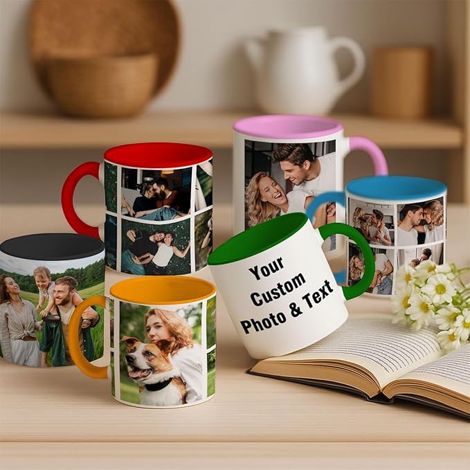Custom Photo & Text Mug Add Personalized Text, Upload Your Image Personalized 11.5oz Mug Choose From Various Designs The Suitable Gift for Parents (C04 SIX PHPTO)-CubbioJoy