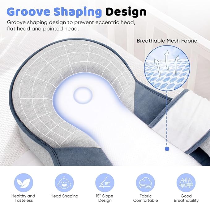 Baby Lounger Pillow for Infant Support Cushion Reflux Breastfeeding Pillow, Bottle Feeding, Tummy Time-CubbioJoy