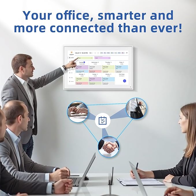 21.5 Inch Digital Calendar, Electronic Chore Chart, Smart Weekly and Monthly Planner 1920 * 1080P IPS Touchscreen Wall and Desk Calendar for Family Schedules, White-CubbioJoy