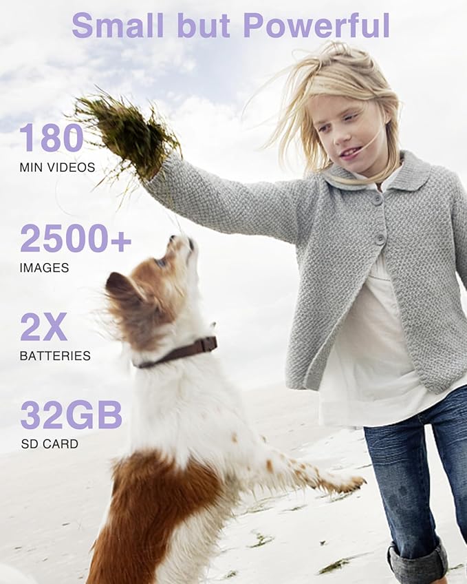 Digital Camera, Kids Camera FHD 1080P Point and Shoot Camera with 16X Zoom Anti Shake, Small Compact Camera for Teen Starter Children Kid Student Girl Boy(Purple)-CubbioJoy