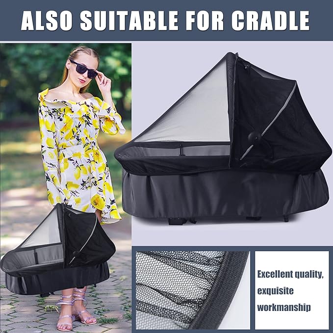 Baby Mosquito Net for Infant Car Seats,Infant Stroller and Bassinets, Carrier,Breathable with Elastic Netting for Easy Fitting, Portable Durable & Long Lasting Infant Insect Shield Netting (Black-CubbioJoy