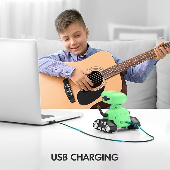 ALLCELE Robot Toys, Rechargeable RC Robot for Boys and Girls, Remote Control Toy with Music and LED Eyes, Gift for Children Age 3 Years and Up - Green-CubbioJoy