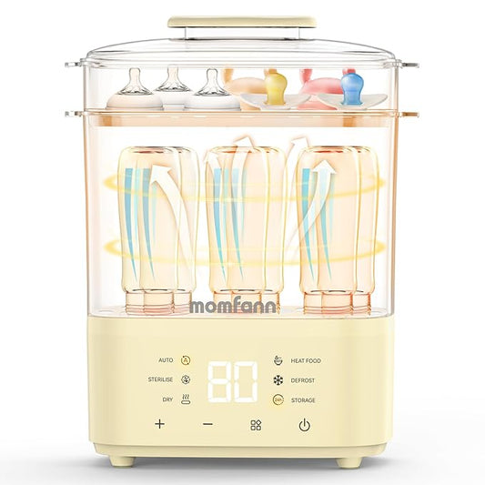 Bottle Sterilizer and Dryer, All-in-One Electric Steam Sterilizer Bottle Sanitizer for Baby Bottles, Pump Parts Accessories Newborn Essential Bottle Warmer for Breastmilk & Thaw (Yellow)-CubbioJoy