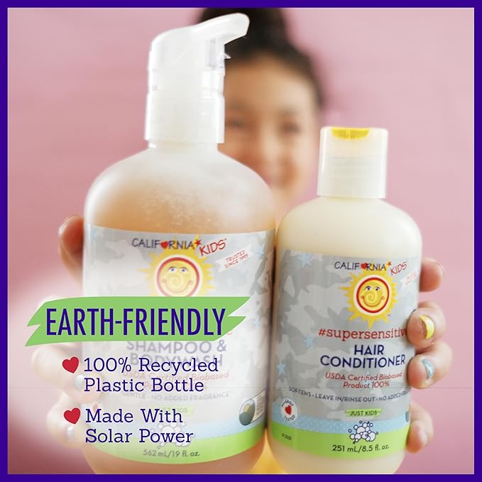 California Kids Conditioner | Super Sensitive | Unscented | 100% Plant-Based | Rinse-out or Leave in Conditioner | Moisturizing | 251 ml / 8.5 oz-CubbioJoy