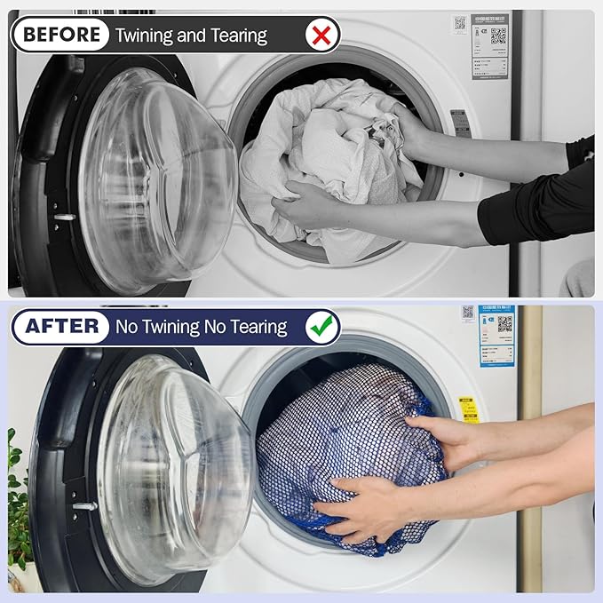 4Pcs Mesh Laundry Bags Washing Machine Mesh Wash Bags for Clothes,Underwear,Lingerie, Bed Linen with Drawstring Closure Sturdy(4 Size, Blue)-CubbioJoy