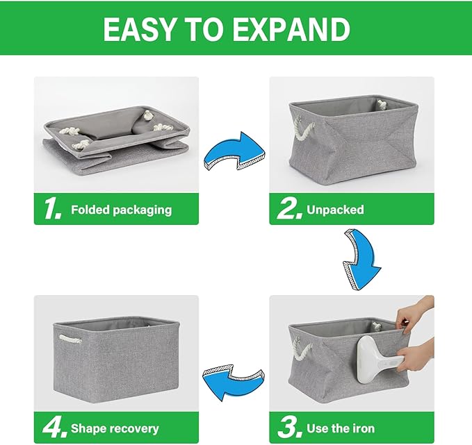 Bidtakay Storage Baskets Gray 3 Pack Shelf Baskets Collapsible Storage Bins for Clothes 15X11X9.5Inch Decorative Baskets with Handles Large Baskets for Organizing Closet Home Storage (Grey)-CubbioJoy