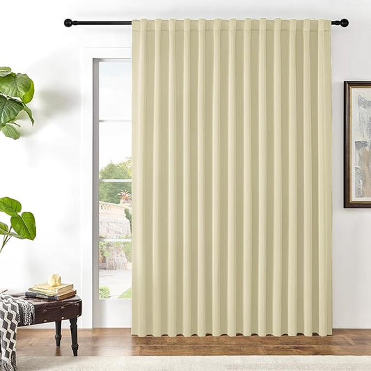 Joydeco Custom Blackout Curtains for Bedroom, 1 Panel Room Darkening Curtains & Drapes for Living Room Window Rod Pocket Back Tab (Custom Size,Light Beige)-CubbioJoy