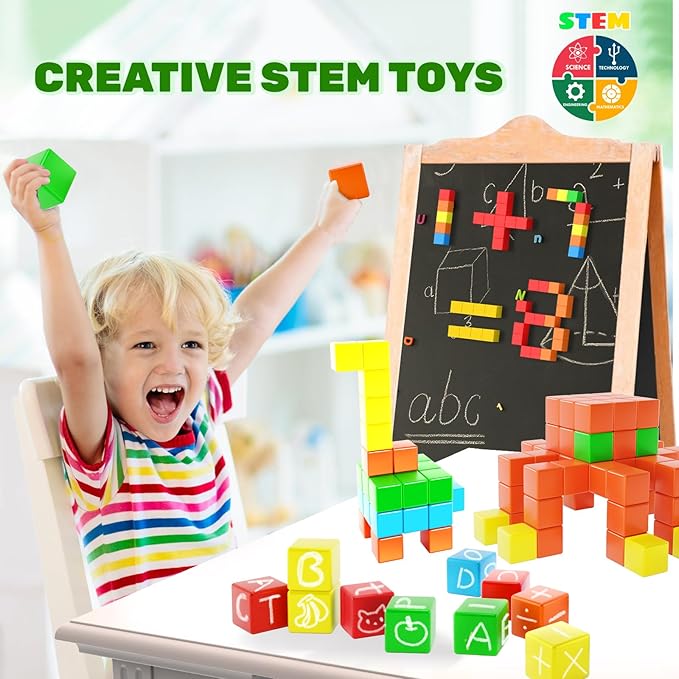 40pcs Magnetic Blocks for Toddler Toys, Magnetic Cubes Building Blocks Classroom Must Haves, STEM Preschool Sensory Magnet Toys for 3 4 5 6 Year Old Boys and Girls-CubbioJoy
