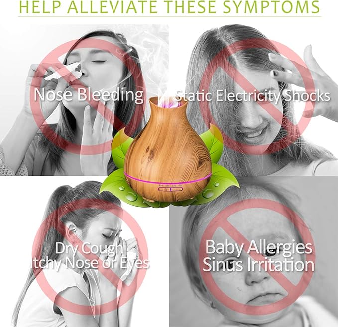 BZseed Aromatherapy Essential Oil Diffuser 550ml 12 Hours Wood Grain Aroma Diffuser with Timer Cool Mist Humidifier for Large Room, Home, Baby Bedroom, Waterless Auto Shut-off,7 Colors Lights Changing-CubbioJoy