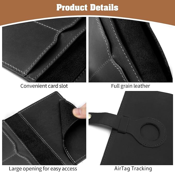 Jack&Chris Genuine Leather Passport Holder for Travel, RFID Blocking Handmade Passport Holder with Card Case Organized & Safe, Quality Travel Essentials for Women and Men for Gifting, Black-CubbioJoy