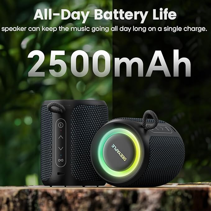 Bluetooth Speaker Wireless,IP67 Waterproof & Dustproof Portable Speaker with Lights,15W Loud Stereo Sound, 2500mAh Battery All Day Playtime, TWS Pairing, BT5.3, Home/Party/Outdoor/Beach (Blue Black)-CubbioJoy