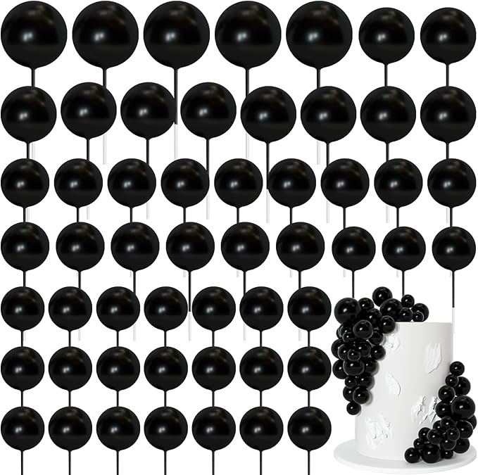 75 Pieces Black Cake Balls Topper Decorations Foam Cupcake Topper Mini Balloon Cake Topper Balls Cake Picks for Cake Deco Birthday Party Wedding-CubbioJoy