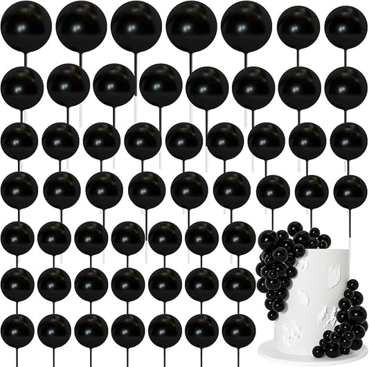 75 Pieces Black Cake Balls Topper Decorations Foam Cupcake Topper Mini Balloon Cake Topper Balls Cake Picks for Cake Deco Birthday Party Wedding-CubbioJoy