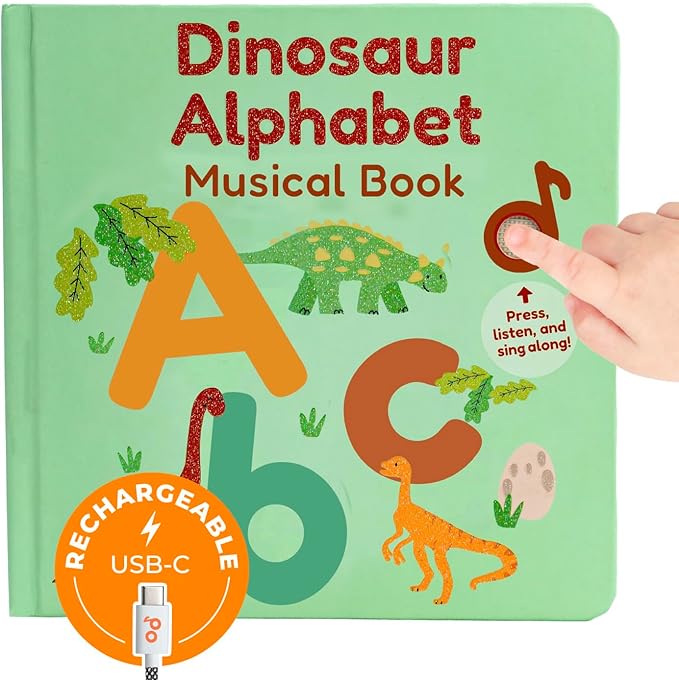 Cali's Books Dinosaur Alphabet Book for Toddlers 1-3 - Learn Dino ABC, Musical Books for Kids, Interactive Talking Baby Toddler Sound Book, Educational Song Learning Toys Singing Music Toy for Babies-CubbioJoy