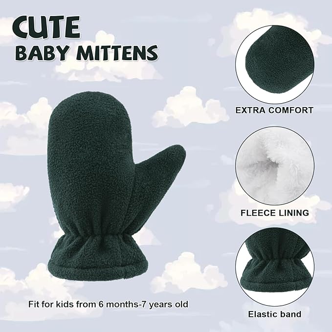 BAVST Baby Toddler Winter Mittens Girls Warm Fleece Lined Gloves Kids Sherpa Lined Mittens for Boys-CubbioJoy