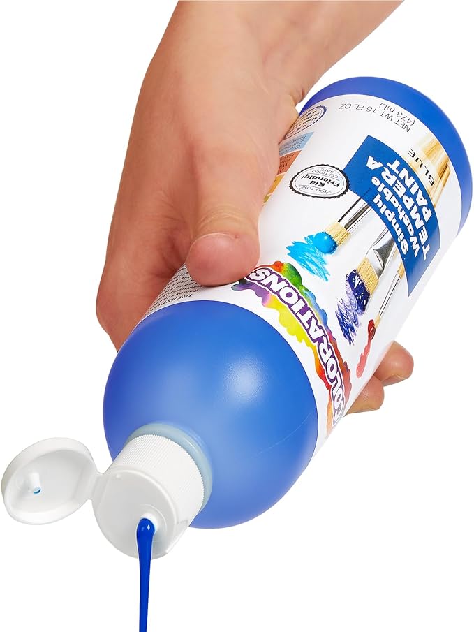 Colorations Paraben-Free Simply Washable Tempera Paint, Rainbow Plus 8 Pack, Matte Finish, Classroom Supplies, Vibrant Colors, Non-Toxic, Washes Off Easily, School, Craft, Art Supply Set, Each 16oz-CubbioJoy