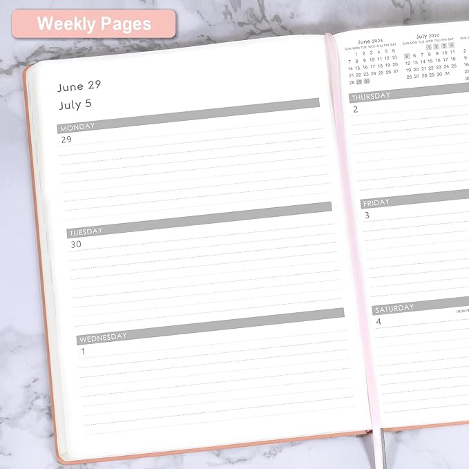 2026 Planner - JAN 2026 - DEC 2026, Planners 2026, Planner Weekly and Monthly, Leather Cover Calendar Planers with Thick Paper, Back Pocket with Notes Pages, Pink (8.5" x 11")-CubbioJoy