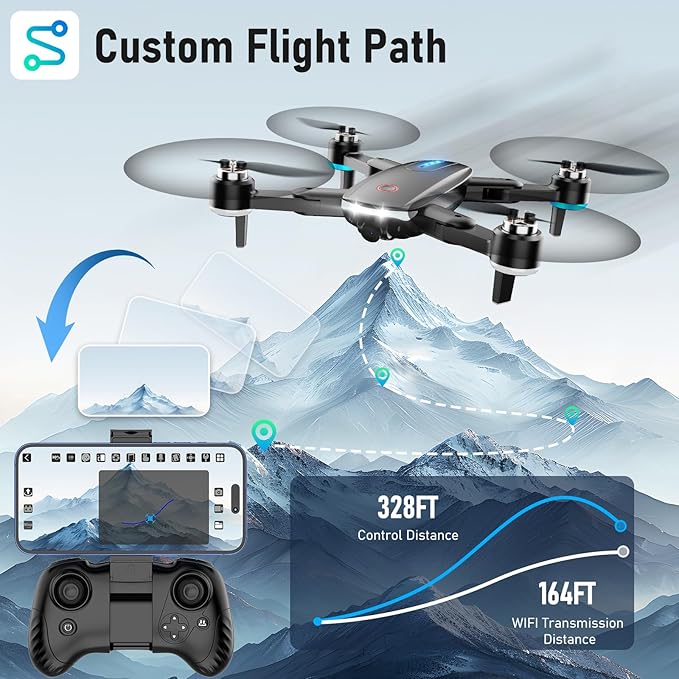 Drone with Camera, 1080P HD FPV Foldable Drone with Brushless Motor Optical Flow, One Key Take Off/Land, 360° Flip, Waypoint Fly, Gesture Selfie, 2 Batteries, Mini Drones for Kids 14+-CubbioJoy