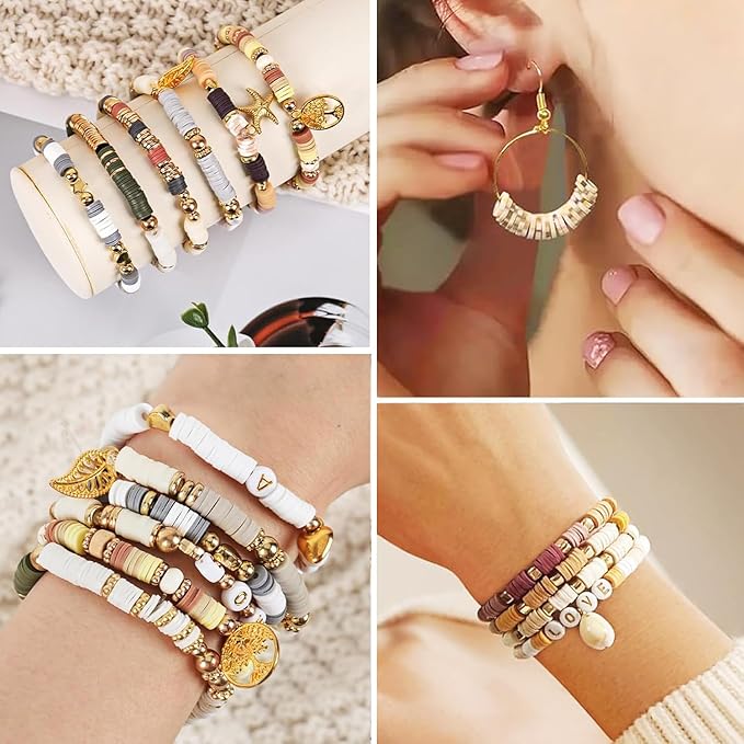 BBita 6680Pcs Clay Beads Bracelet Making Kit, Flat Preppy Beads for Friendship Bracelets, Polymer Clay Beads with Charms for Jewelry Earrings Necklaces Making Kit, Crafts Gifts for Girls Ages 6-12-CubbioJoy