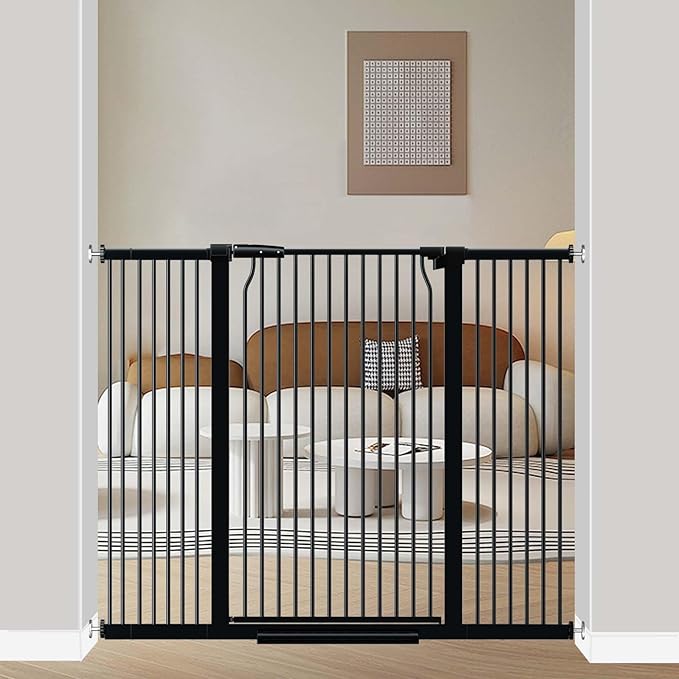 40.5" Extra Tall Baby Gate for Doorways, 49.2"-54.7" Extra Wide Pet Gate Pressure Mounted, 1.37" Narrow Space Puppy Dog Barrier Indoor, No Drill Safety Child Gate, No Climb Fence Black-CubbioJoy