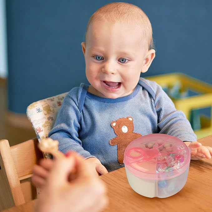 Accmor Baby Formula Dispenser On The Go, Formula Container to Go, Non-Spill Rotating Three-Compartment Formula Dispenser and Snack Storage Container for Infant Toddler Traveling-CubbioJoy
