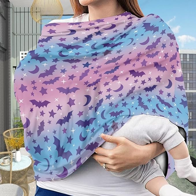 Binienty Halloween Bats Car Seat Cover Canopies for Baby Multi Use Cover Nusring Covers Stretchy Infants Stroller Cover/High Chair/Breastfeeding Cover-CubbioJoy