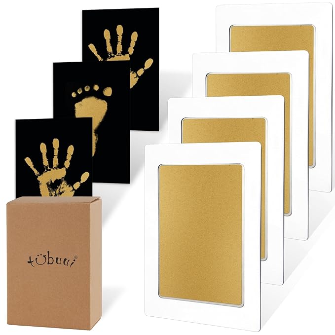 4-Pack Baby Footprint Kits,Inkless Hand and Footprint Kit,Clean Touch Baby Handprints and Footprints Kits,No Mess Ink Pad for Baby Hand and Footprints,Baby Shower Gifts for New Moms-CubbioJoy