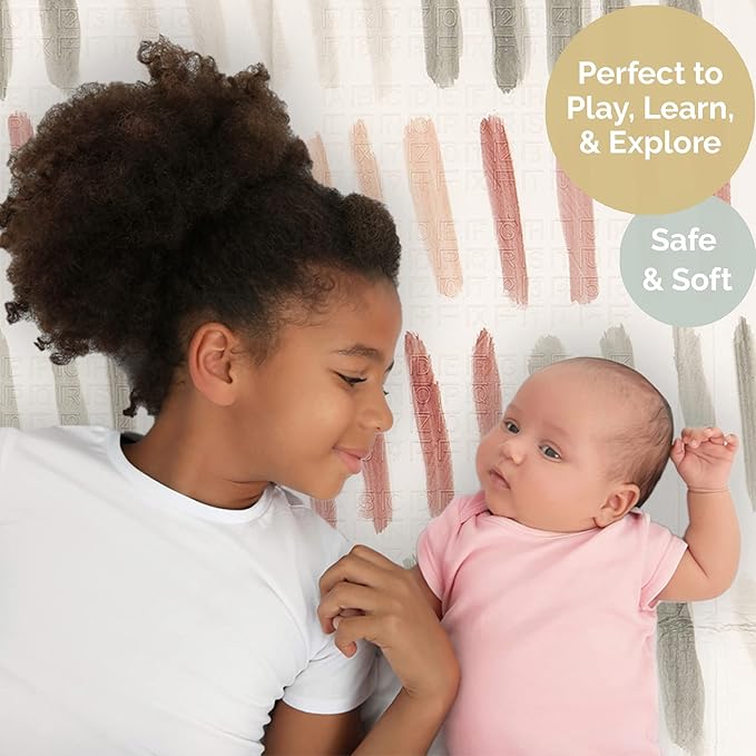 JumpOff Jo - Extra Large Waterproof Foam Padded Play Mat for Infants, Babies, Toddlers, Play Pens & Tummy Time, Foldable Activity Mat, 77 x 70 x 0.6 inches-CubbioJoy