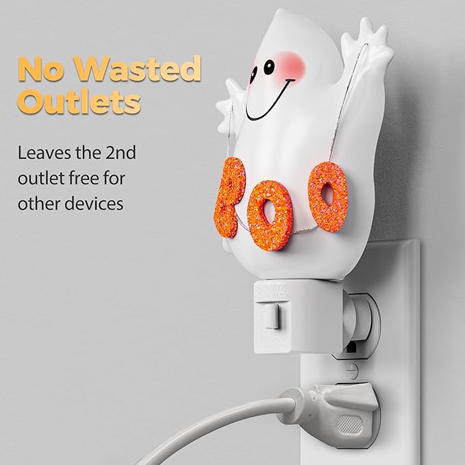DORESshop Halloween Night Light Plug in, Ghost Night Lights Plug into Wall, Plug in Nightlight with 360° Rotatable, Cute & Funny Halloween Party Decorative for Adults,Kids,Gift, Pocky Decor,2 Pack-CubbioJoy