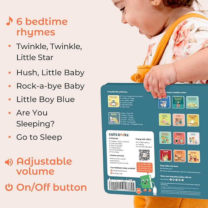 Cali's Books Twinkle Twinkle Little Star – USB-C Rechargeable Musical Book for 1-Year-Old | Sound Book for Toddlers 1-3 with Bedtime Lullabies – Nursery Rhymes Musical Book-CubbioJoy